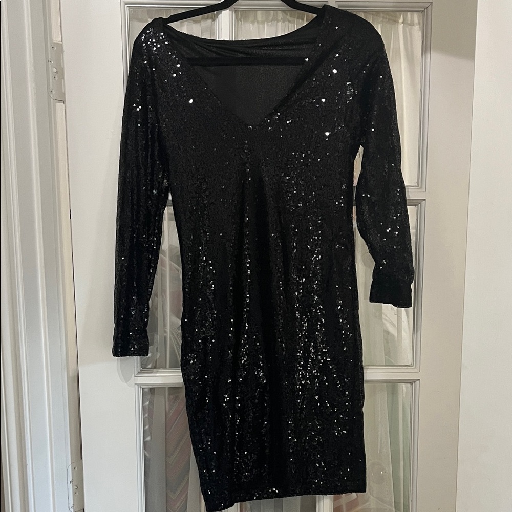 Elegant Black Sequin Dress